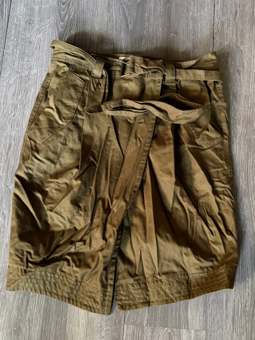 Zara Olive Green Midi Skirt with Belt